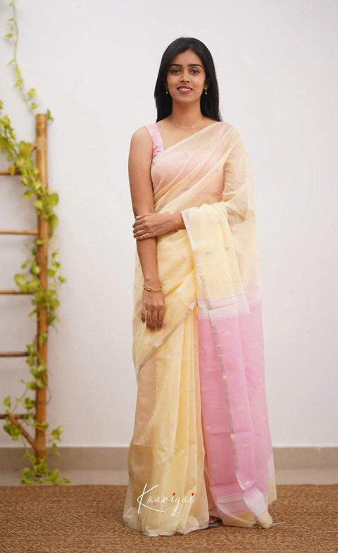 Elegant Peach & Pink Soft Cotton Saree with Woven Jacquard Border & Designer Pallu