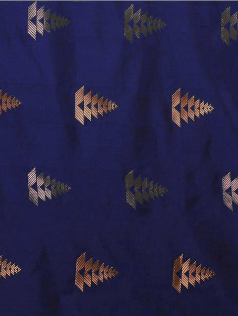 Banarasi Soft Silk Saree with Copper & Silver Zari Weaving – Royal Blue