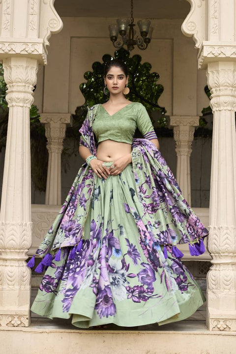 Premium Dolla Tusser Silk Chaniya Choli with Floral Print & Designer Dupatta