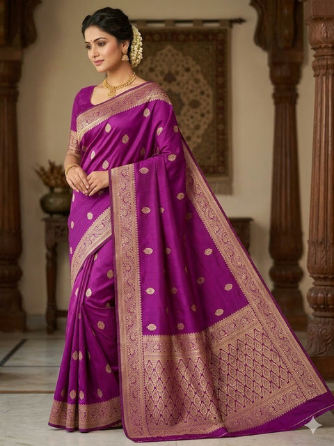 Banarasi Soft Silk Saree with Gold Zari | Premium Traditional Saree