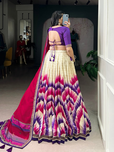 Dolla Tusser Silk Chaniya Choli | Foil Print Designer Lehenga