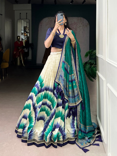 Dolla Tusser Silk Chaniya Choli | Foil Print Designer Lehenga