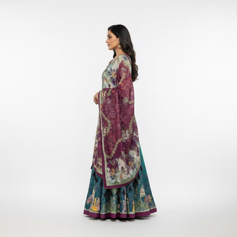 Premium Dolla Tusser Silk Chaniya Choli with Heritage Palace Print