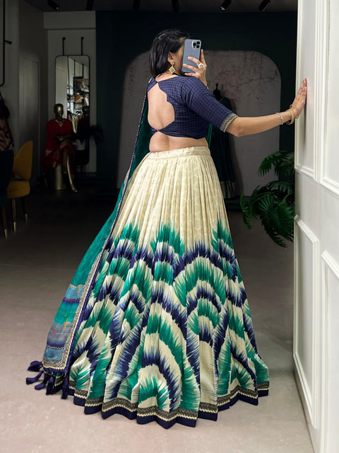 Dolla Tusser Silk Chaniya Choli | Foil Print Designer Lehenga