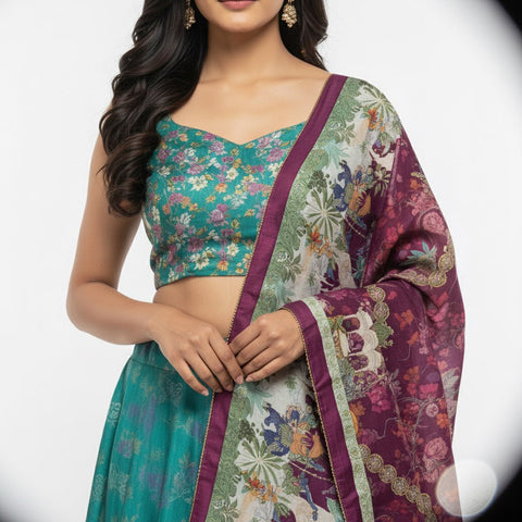 Premium Dolla Tusser Silk Chaniya Choli with Heritage Palace Print