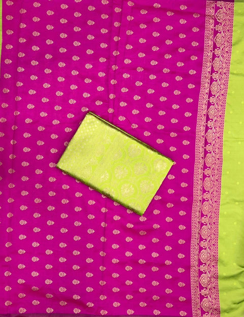 Premium Soft Lichi Silk Saree | All-Over Jacquard Weaving | Rich Designer Pallu & Jacquard Border Blouse