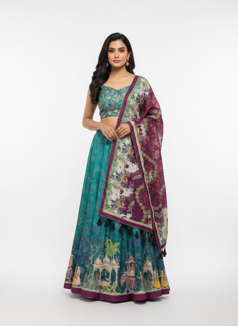 Premium Dolla Tusser Silk Chaniya Choli with Heritage Palace Print