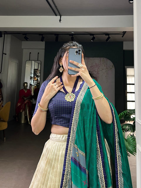 Dolla Tusser Silk Chaniya Choli | Foil Print Designer Lehenga