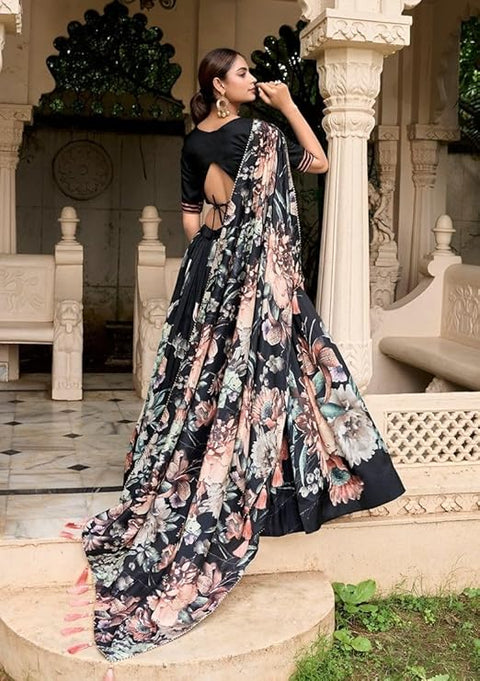 Premium Dolla Tusser Silk Chaniya Choli with Floral Print & Designer Dupatta