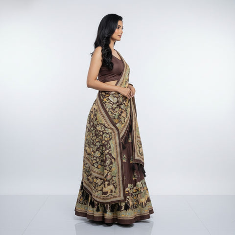 Premium Dolla Tusser Silk Chaniya Choli | Mill Print & Foil Work | 3 Meter Flare | Navratri & Festive Wear