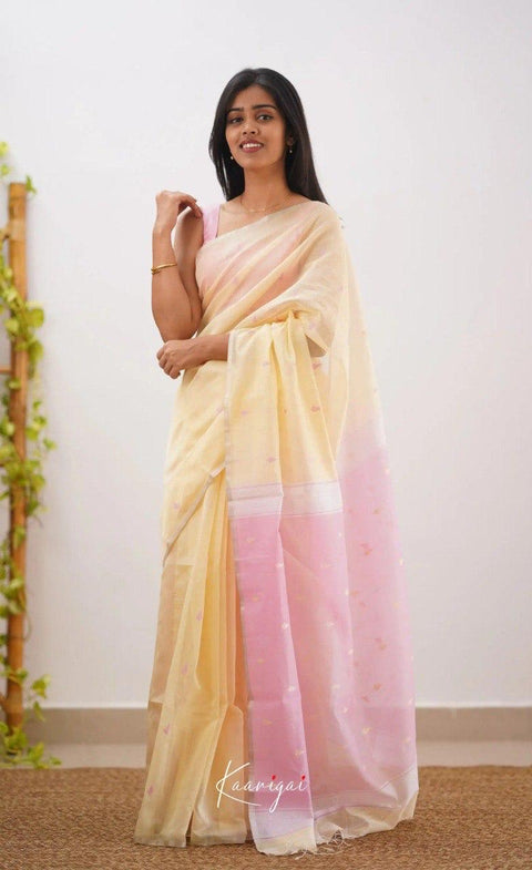 Elegant Peach & Pink Soft Cotton Saree with Woven Jacquard Border & Designer Pallu