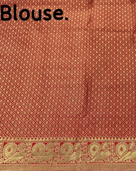 Black Banarasi Soft Silk Saree with Golden Zari Motifs & Rich Copper Zari Pallu
