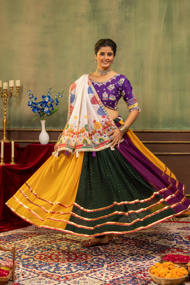 Navratri Lehenga Choli with Hot Fix Diamond & Real Mirror Work