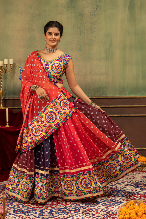 Navratri Lehenga Choli | Heavy Embroidery & Printed Georgette Dupatta