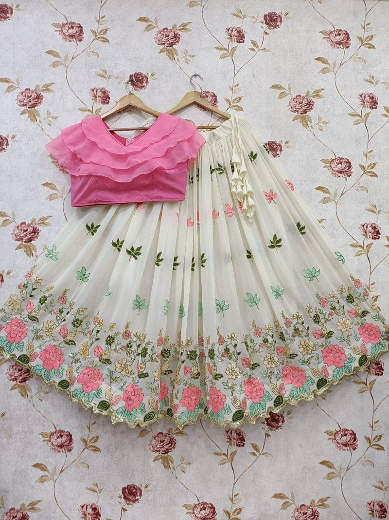 Mommy & Me Faux Georgette Sequins Lehenga Choli Set | Mother-Daughter Matching Wedding & Festive Wear