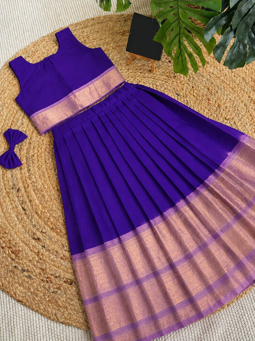 Designer Silk Lehenga Choli for Girls with Heavy Zari Border