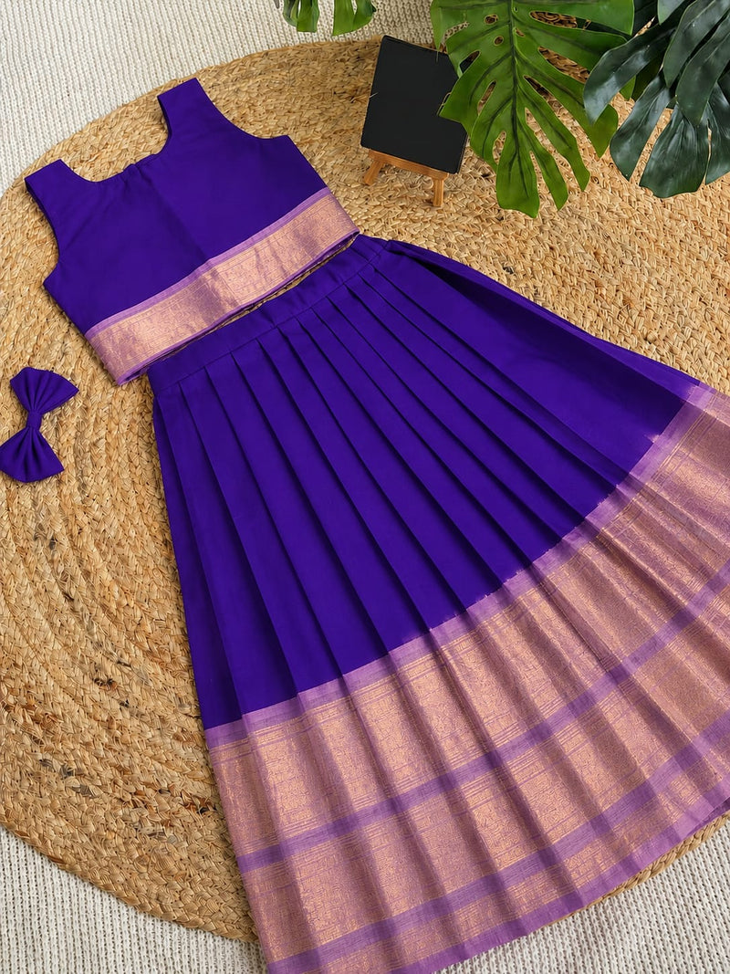 Designer Silk Lehenga Choli for Girls with Heavy Zari Border