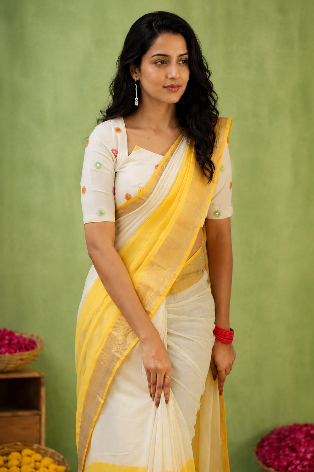 Onam Mul Khadi Cotton Silk Saree