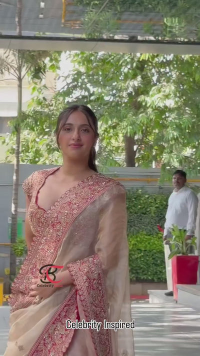 Actor Akansha Ranjan Kapoor Inspired  Crystal Crush Tissue Saree
