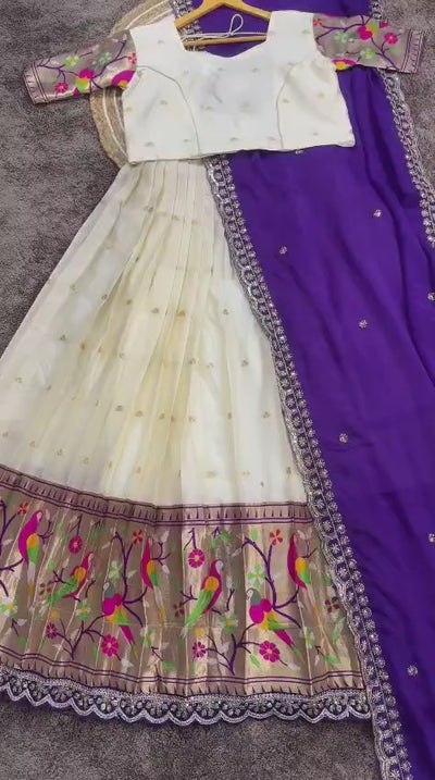 Paithani Silk Kids Lehenga Choli with Heavy Zari Weaving