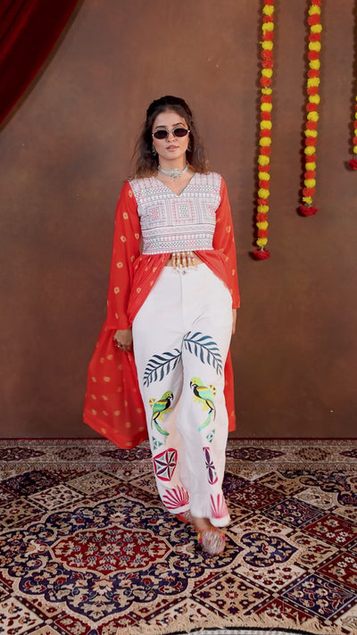Navratri Denim Jeans & Shrug Set | Mirror Embroidery & Jute Work