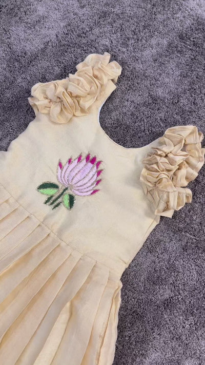 Traditional Pure Silk Girls Gown with Rich Zari Border