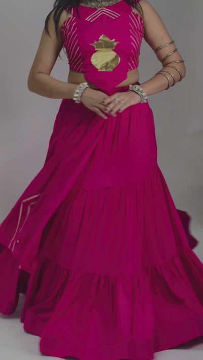 CHITRA Rayon Cotton Lehenga Choli Set for Women – Fully Stitched Kalash Gota Patti Work Navratri Garba Dress