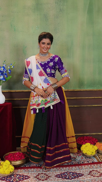 Navratri Lehenga Choli with Hot Fix Diamond & Real Mirror Work