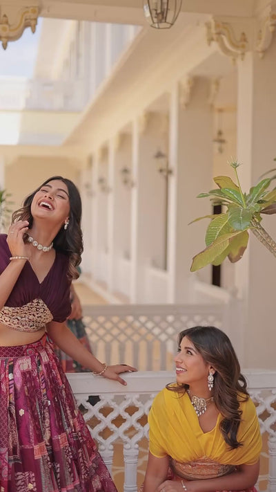 Ready-to-Wear Indo-Western Lehenga Set for Haldi and Mehendi