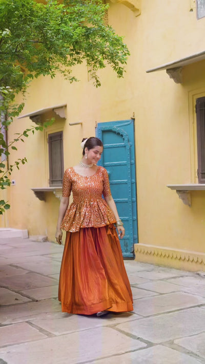 Premium Designer Sequins Lehenga Choli Set – Purple & Orange