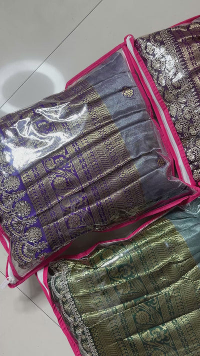 Simmer Silk Kids Lehenga Choli | Zari Weaving & Chinnon Cutwork Dupatta | Ages 1–15