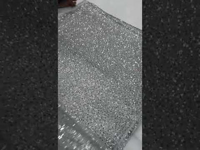 Designer Party Wear Silver Grey Saree with 5mm Sequin Cutwork Lace Border and Silk Blouse