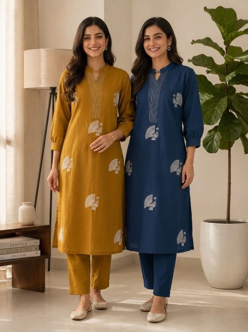 Premium Voile Cotton Co-Ord Set for Women | Embroidered A-Line Kurta with Palazzo | Summer Casual Ethnic Wear