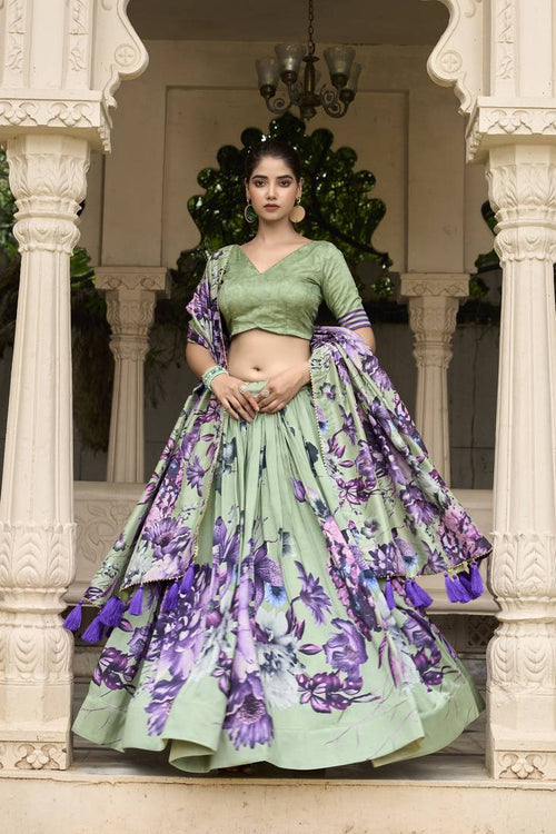 Premium Dolla Tusser Silk Chaniya Choli with Floral Print & Designer Dupatta