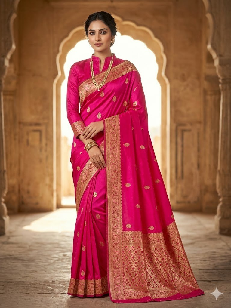 Banarasi Soft Silk Saree with Gold Zari | Premium Traditional Saree