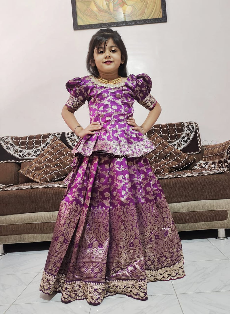 Pure Silk Kids Gown | Heavy Digital Print & Full-Flare Canvas | Ages 1–15
