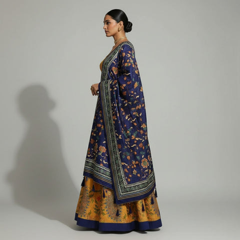 Dolla Tusser Silk Chaniya Choli | Peacock Print Designer Lehenga