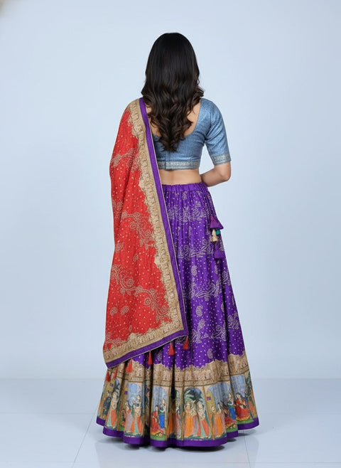 Premium Dolla Tusser Silk Chaniya Choli with Bandhani Print & Traditional Border