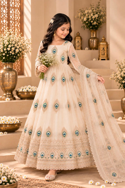 Kids Designer Gown Set with Dupatta | Embroidery & Sequin Work | 3-15 Years