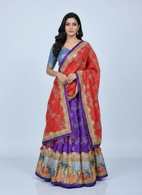 Premium Dolla Tusser Silk Chaniya Choli with Bandhani Print & Traditional Border