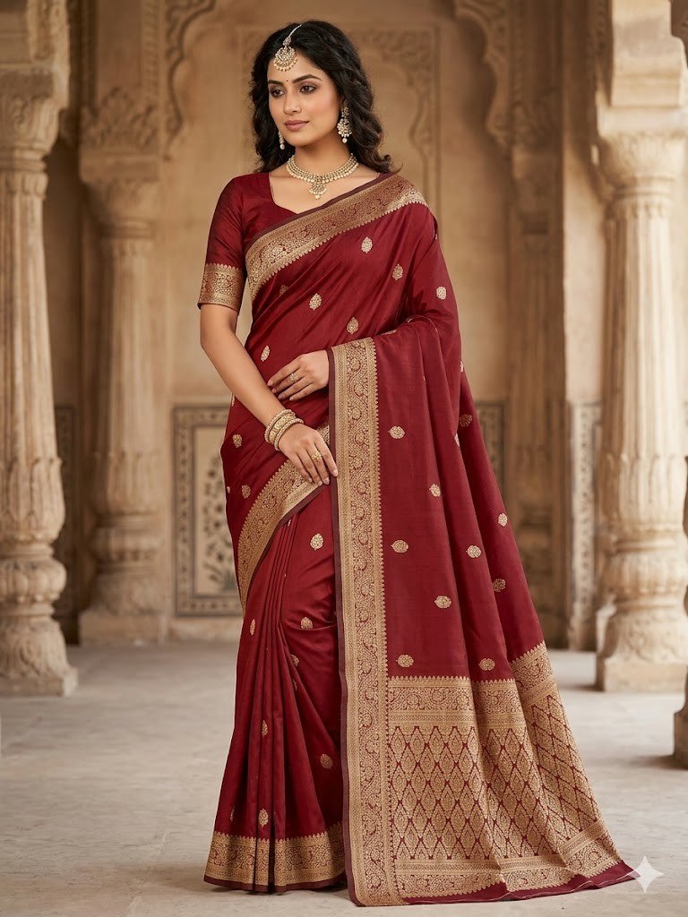 Banarasi Soft Silk Saree with Gold Zari | Premium Traditional Saree