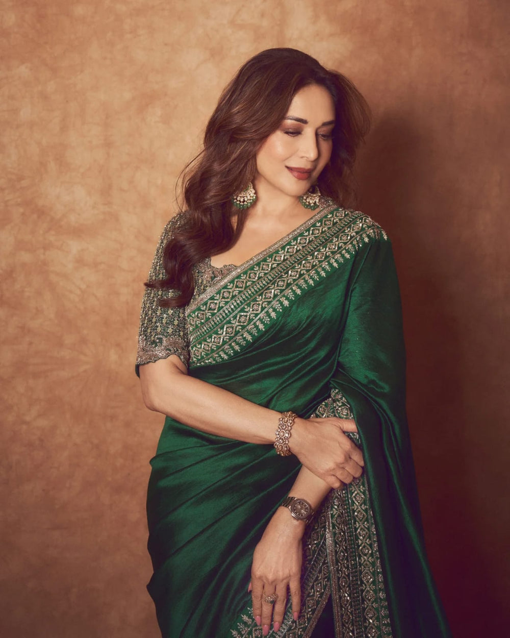 Madhuri Dixit Premium Fendy Satin Designer Saree Collection