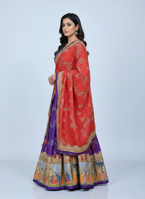 Premium Dolla Tusser Silk Chaniya Choli with Bandhani Print & Traditional Border
