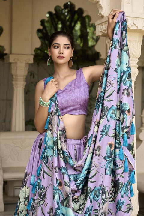 Premium Dolla Tusser Silk Chaniya Choli with Floral Print & Designer Dupatta