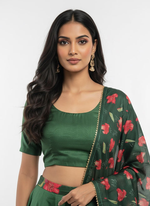 Dolla Tusser Silk Chaniya Choli | Floral Print Designer Lehenga