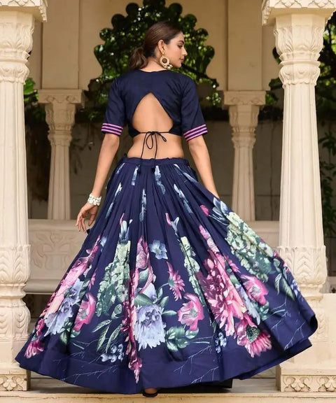Premium Dolla Tusser Silk Chaniya Choli with Floral Print & Designer Dupatta