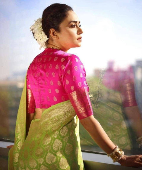 Premium Soft Lichi Silk Saree | All-Over Jacquard Weaving | Rich Designer Pallu & Jacquard Border Blouse