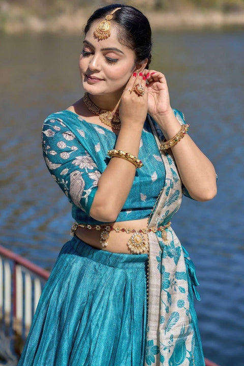 Premium Dolla Tusser Silk Chaniya Choli with Floral Print & Designer Dupatta