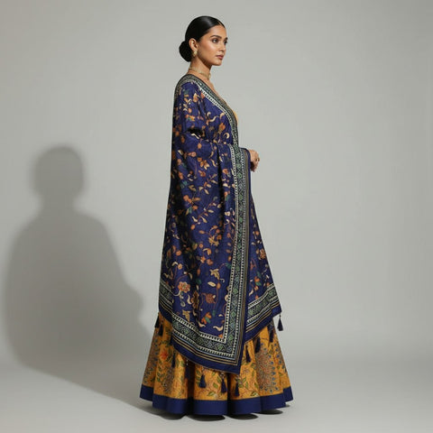 Dolla Tusser Silk Chaniya Choli | Peacock Print Designer Lehenga