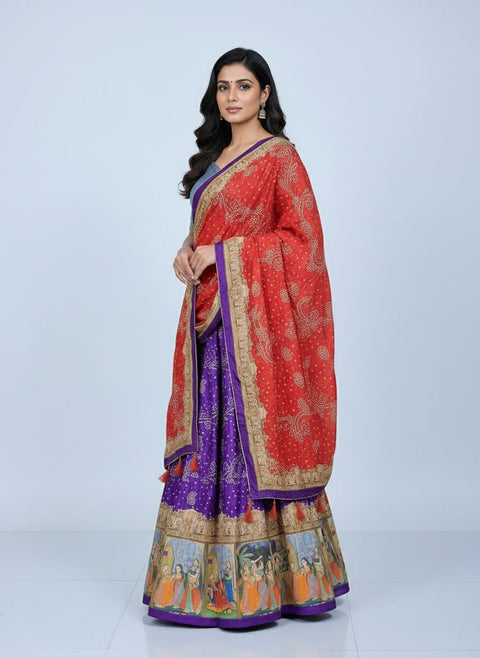 Premium Dolla Tusser Silk Chaniya Choli with Bandhani Print & Traditional Border